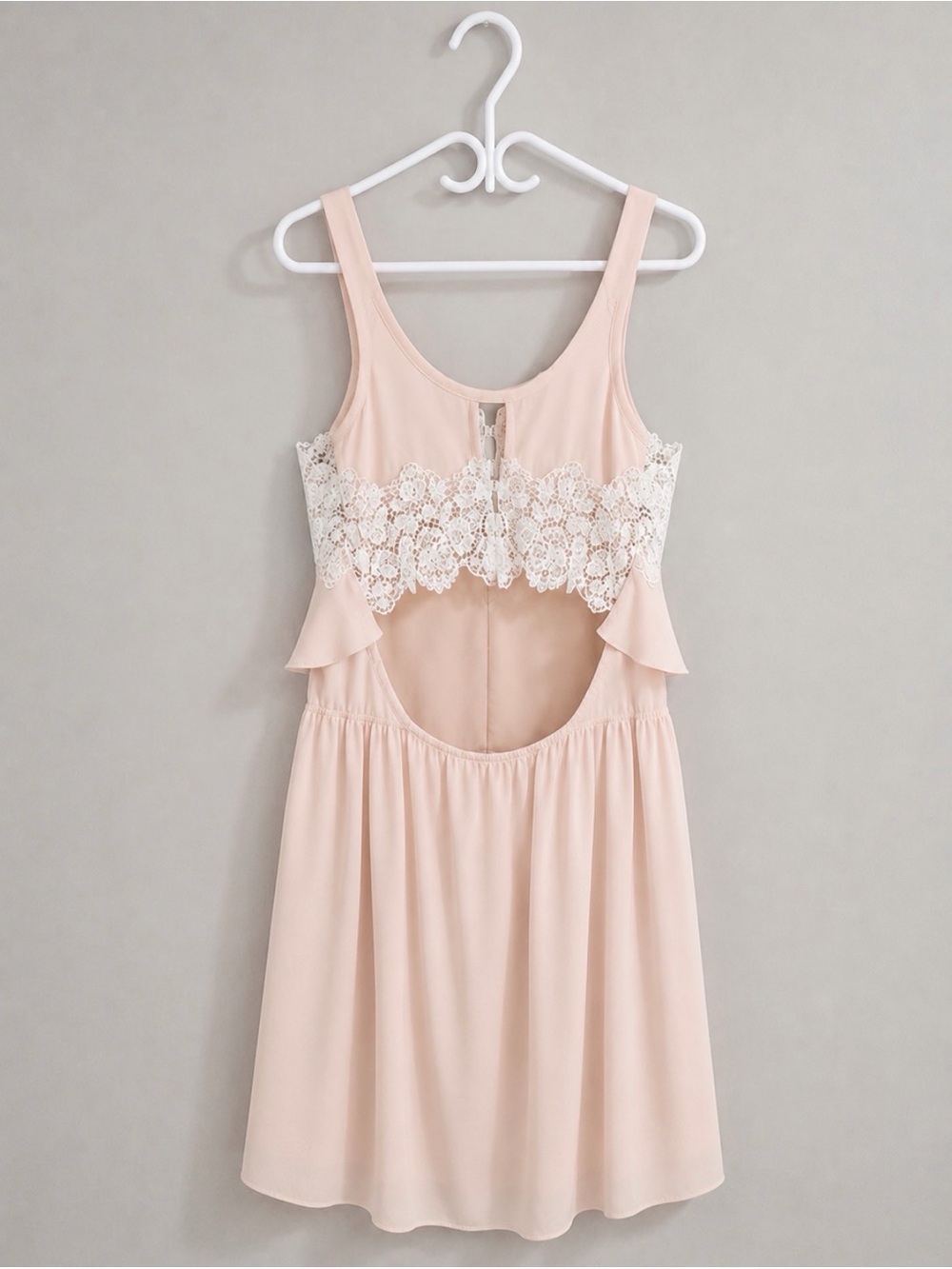 For Love & Lemons Pink Sienna Lace Open Back Mini Dress Size Large NWT - Picture 6 of 10